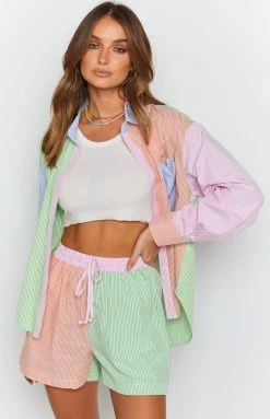 Beginning Boutique Bottoms Moreton Striped Shorts Green 11 Beginning Boutique Bottoms Moreton Striped Shorts Green