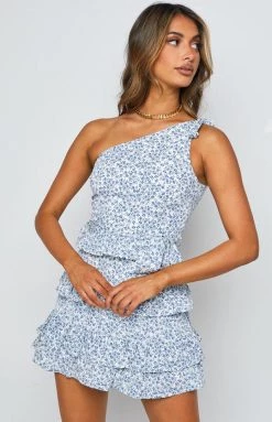 Beginning Boutique Dresses Move On Up Mini Dress Blue Floral