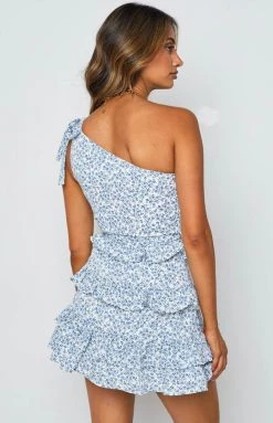Beginning Boutique Dresses Move On Up Mini Dress Blue Floral