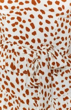 Beginning Boutique Move On Up Mini Dress Tan Spot Dresses