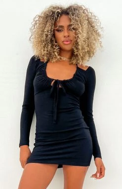 Beginning Boutique Musela Black Long Sleeve Mini Dress Dresses