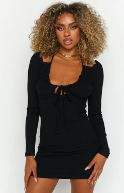Beginning Boutique Musela Black Long Sleeve Mini Dress Dresses