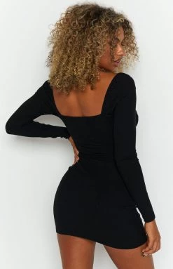 Beginning Boutique Musela Black Long Sleeve Mini Dress Dresses