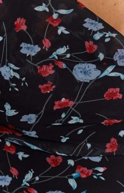 BB Exclusive Dresses My Only Vice Ruched Midi Dress Black Floral