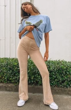 Beginning Boutique Myah Cord Pants Beige Bottoms