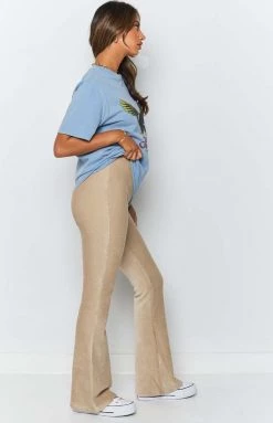 Beginning Boutique Myah Cord Pants Beige Bottoms