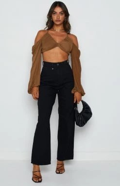 Beginning Boutique Mylo Brown Long Sleeve Top