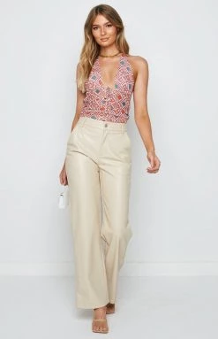 Beginning Boutique Myrae Brown Halter Top Tops