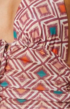 Beginning Boutique Myrae Brown Halter Top Tops