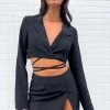 BB Exclusive Nancy Black Wrap Crop Blazer Crop Tops