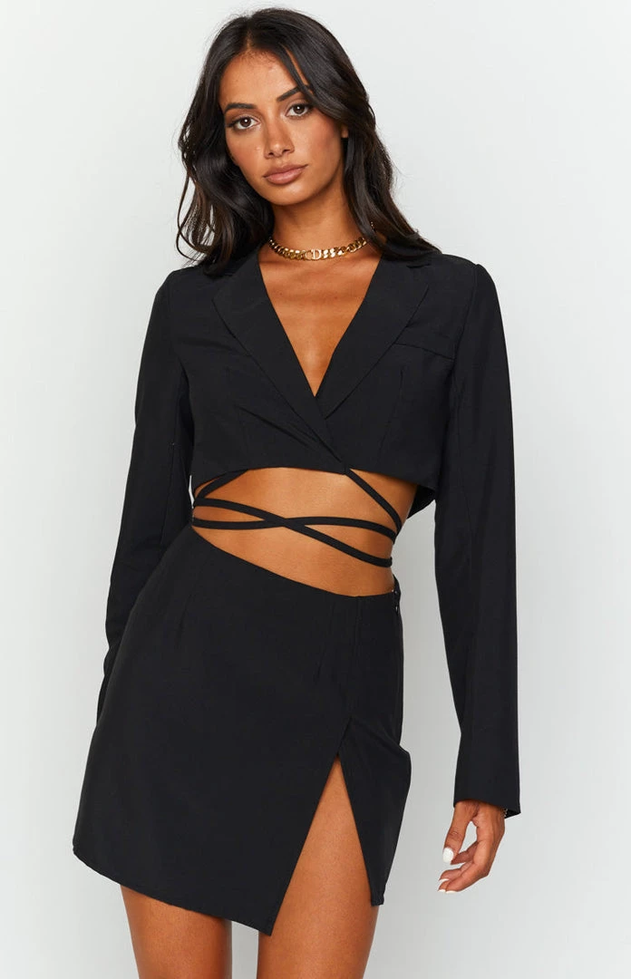 BB Exclusive Nancy Black Wrap Crop Blazer Crop Tops 3 BB Exclusive Nancy Black Wrap Crop Blazer Crop Tops