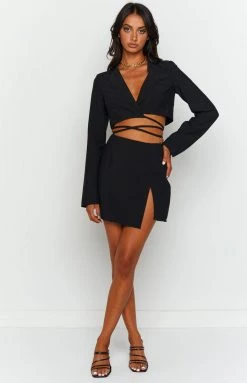 BB Exclusive Nancy Black Wrap Crop Blazer Crop Tops