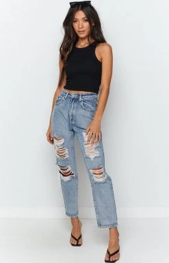 Beginning Boutique Naomi Ribbed Tank Black