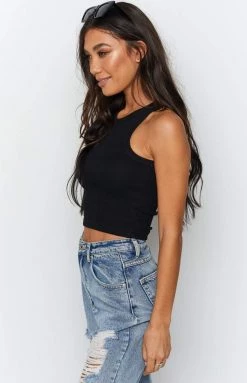 Beginning Boutique Naomi Ribbed Tank Black