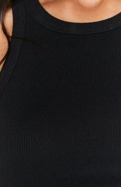 Beginning Boutique Naomi Ribbed Tank Black