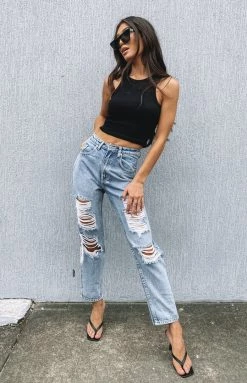 Beginning Boutique Naomi Ribbed Tank Black