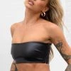 BB Exclusive Tops Nation Black PU Strapless Crop Top