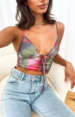 Beginning Boutique Tops Nava Pink Multi Crop Top