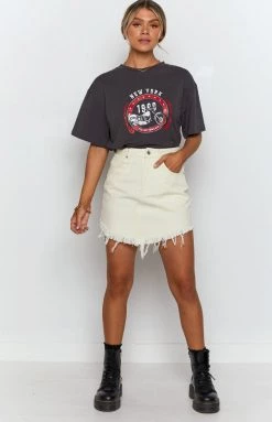 BB Exclusive Naya Denim Skirt Cream Bottoms