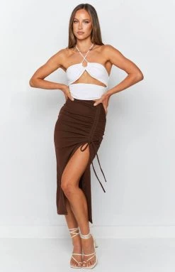 BB Exclusive Negroni Midi Skirt Brown Bottoms