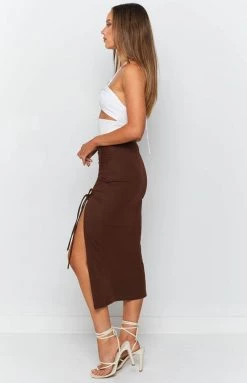 BB Exclusive Negroni Midi Skirt Brown Bottoms