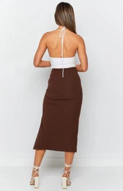 BB Exclusive Negroni Midi Skirt Brown Bottoms