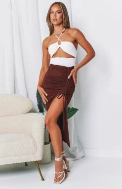 BB Exclusive Negroni Midi Skirt Brown Bottoms