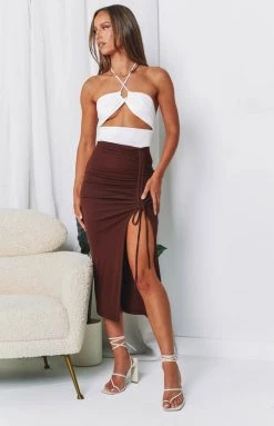 BB Exclusive Negroni Midi Skirt Brown Bottoms