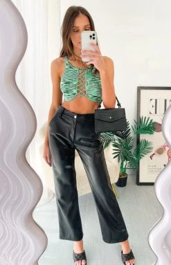 BB Exclusive Tops Nessa Green Lace Up Top