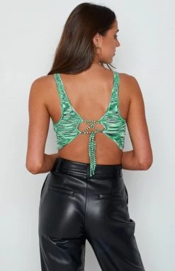 BB Exclusive Tops Nessa Green Lace Up Top