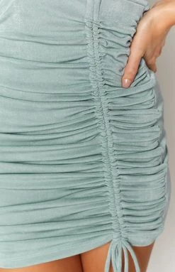 Beginning Boutique Night Life Ruched Mini Dress Blue Dresses