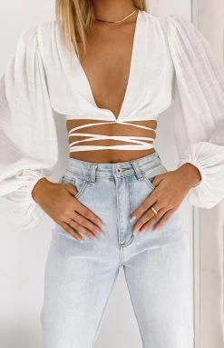 Beginning Boutique Nikki Tie Up Top White