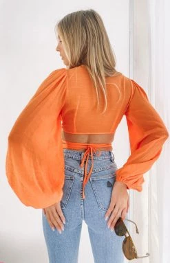 Beginning Boutique Nikki Tie Up Top Orange