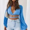 Beginning Boutique Tops Nikki Tie Up Top Blue