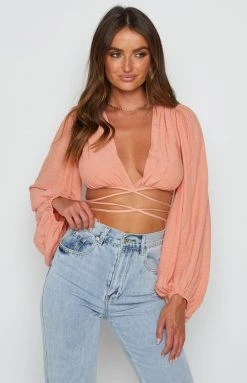 BBX Nikki Tie Up Top Peach