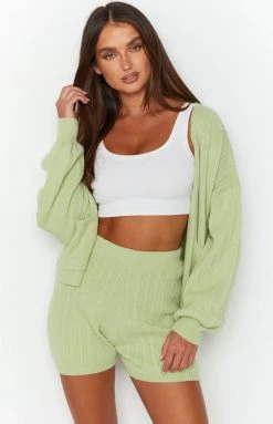 Beginning Boutique Nivara Green Button Cardi