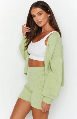 Beginning Boutique Nivara Green Button Cardi