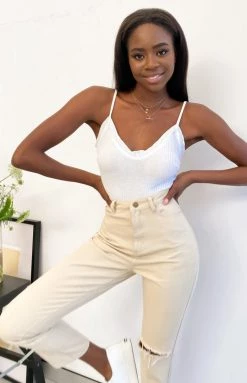 BB Exclusive No Angel Waffle Crop Top White