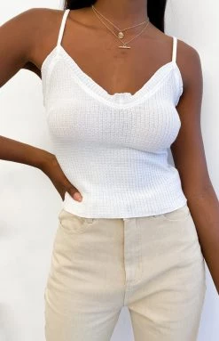 BB Exclusive No Angel Waffle Crop Top White
