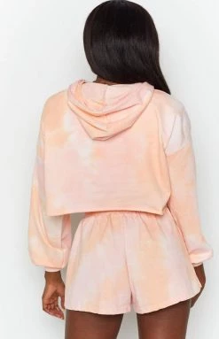 Beginning Boutique Outerwear No Halo Raw Hoodie Pink Tie Dye