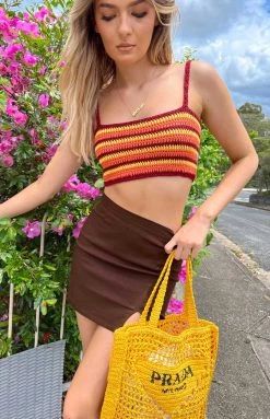 BB Exclusive Nova Orange Crochet Top Tops