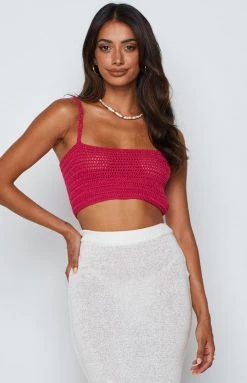 BB Exclusive Nova Dark Pink Crochet Top Tops
