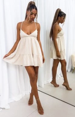 Beginning Boutique Nudgee Beige Mini Dress Dresses