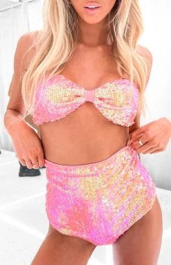 BB Exclusive Nyra Pink Sequin Bottoms New