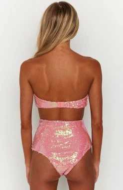 BB Exclusive New Nyra Pink Sequin Strapless Bralette Top 12 BB Exclusive New Nyra Pink Sequin Strapless Bralette Top