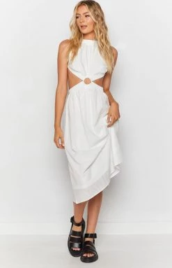 Beginning Boutique Odessa Backless Midi Dress White Dresses
