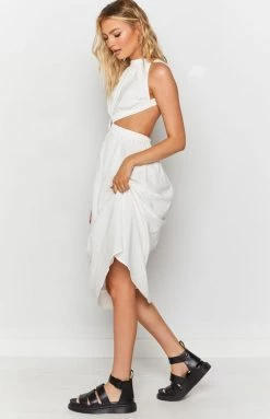 Beginning Boutique Odessa Backless Midi Dress White Dresses