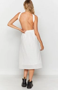 Beginning Boutique Odessa Backless Midi Dress White Dresses