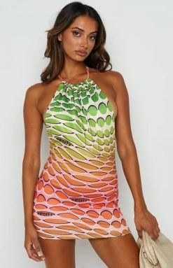 OMIGHTY Cubby Halter Dress Warp Multi Dresses