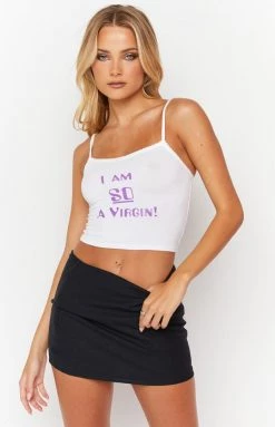 Tops OMIGHTY I Am So A Virgin Cami White